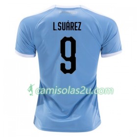 Camisolas de Futebol Uruguai Luis Suarez 9 Equipamento Principal 2019 Copa América Manga Curta